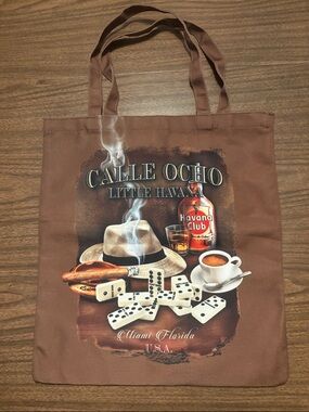 Calle Ocho Little Havana Graphic Brown Tote Miami Florida USA